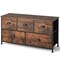 Large Rustic Brown Dresser with 5 Removable Fabric Drawers and Metal Handles for Home Storage